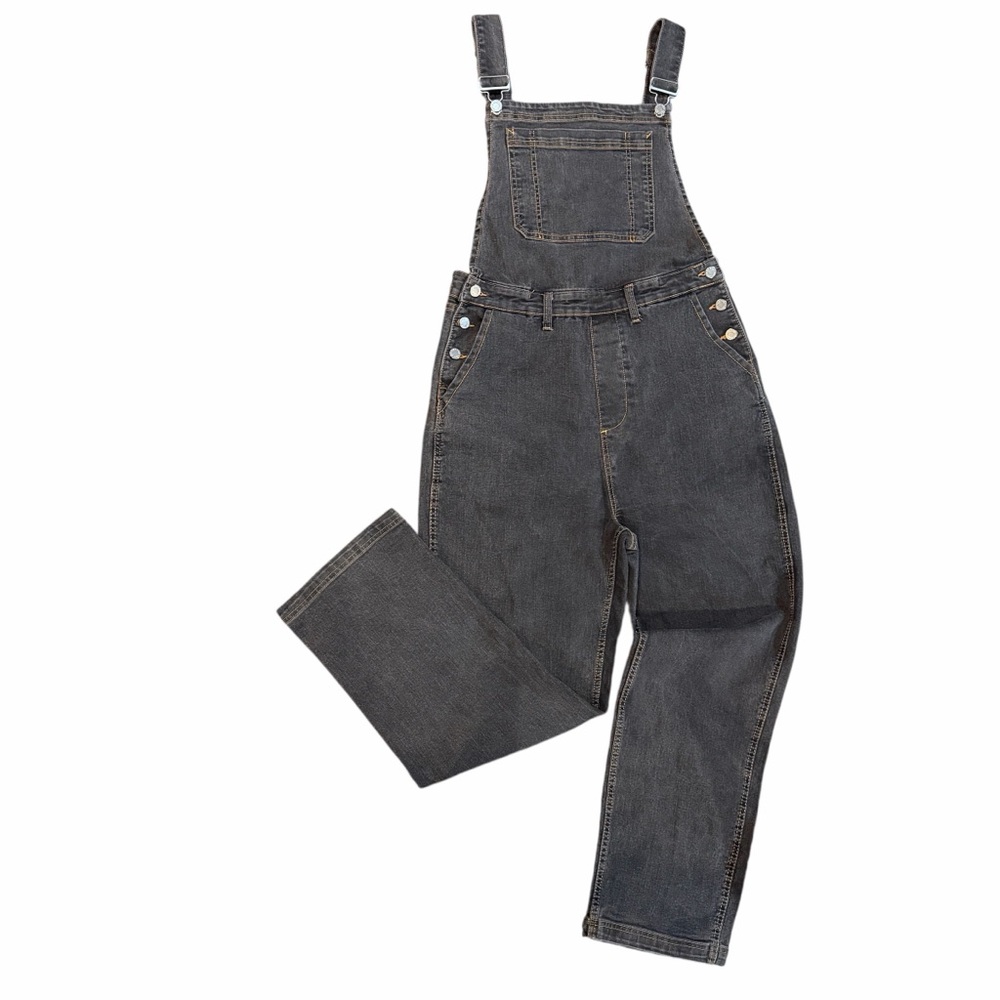 WeWoreWhat Charcoal Denim Bib Overalls Size 14 | Straight Leg Jumpsuit